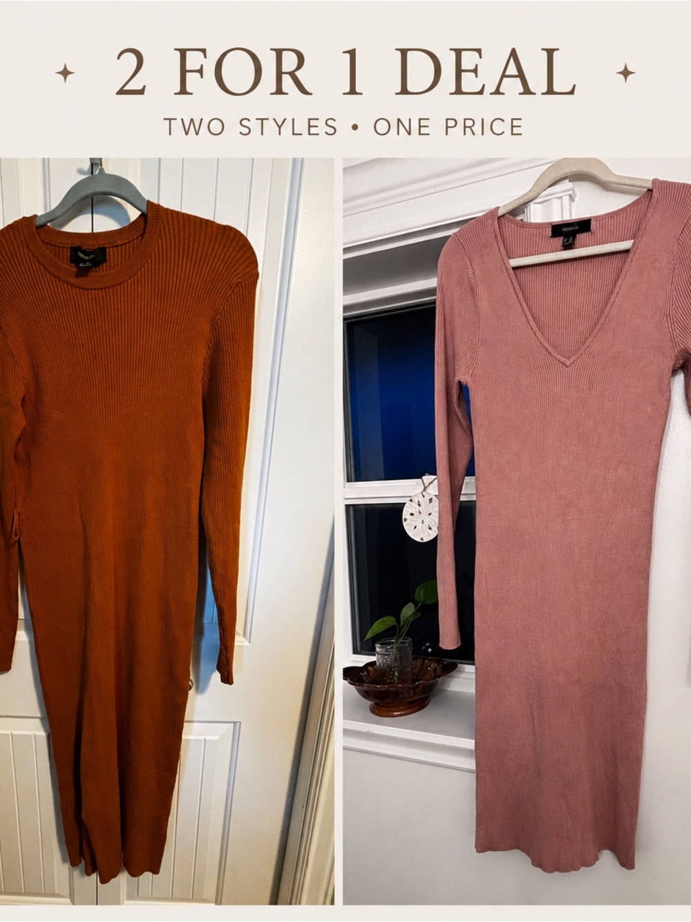Ribbed Bodycon Midi: 2 Dresses $14